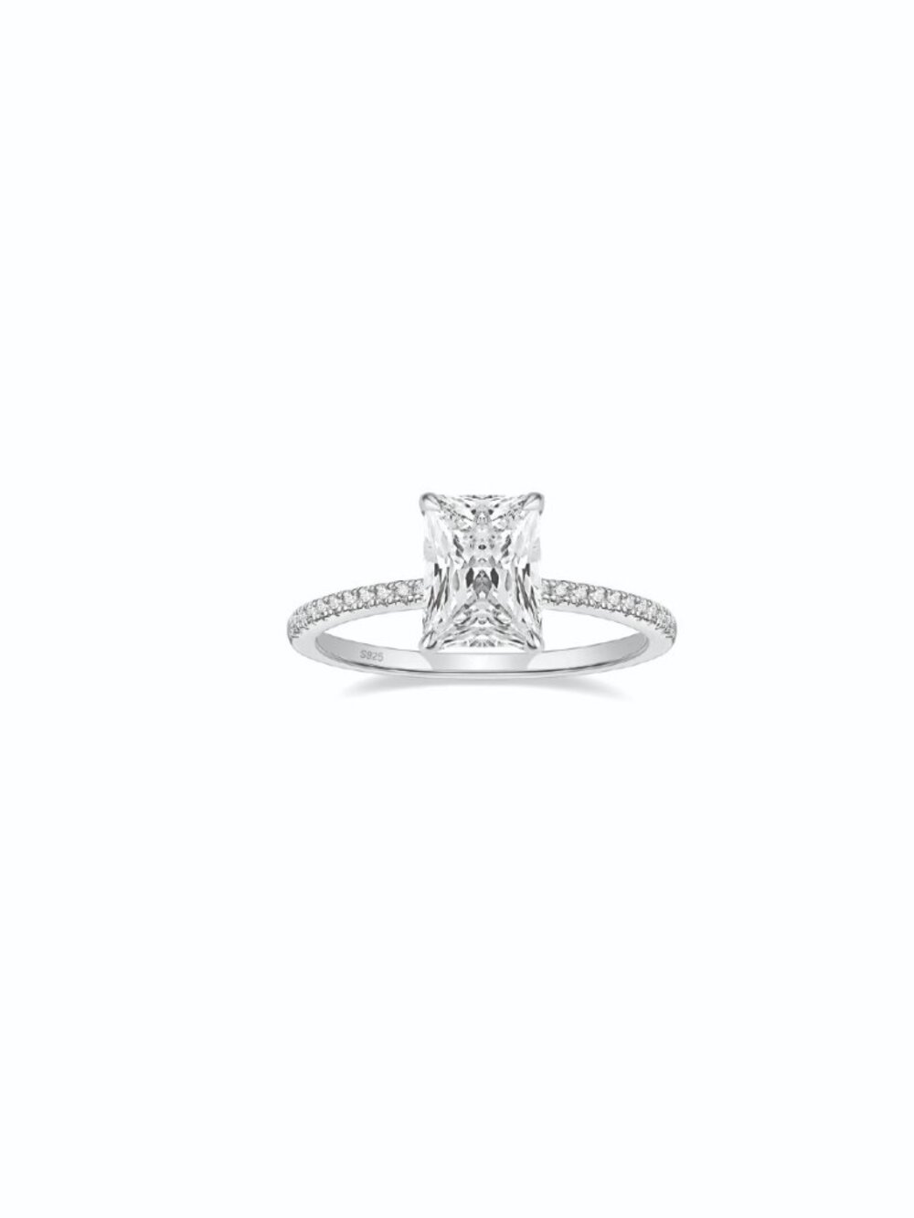 EAMTI 3CT 925 Sterling Silver Engagement Rings Radiant Cut Solitaire CZ, sz 5.5